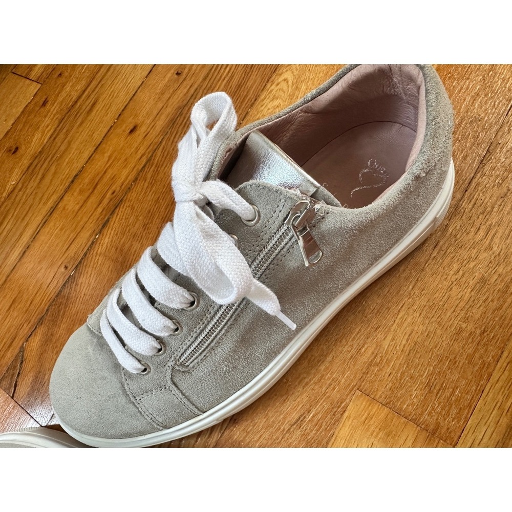 Sole Bliss Hero Sneakers Gray Suede Metallic Leather Zip Comfort Shoes 40 US 9 - Picture 3 of 10